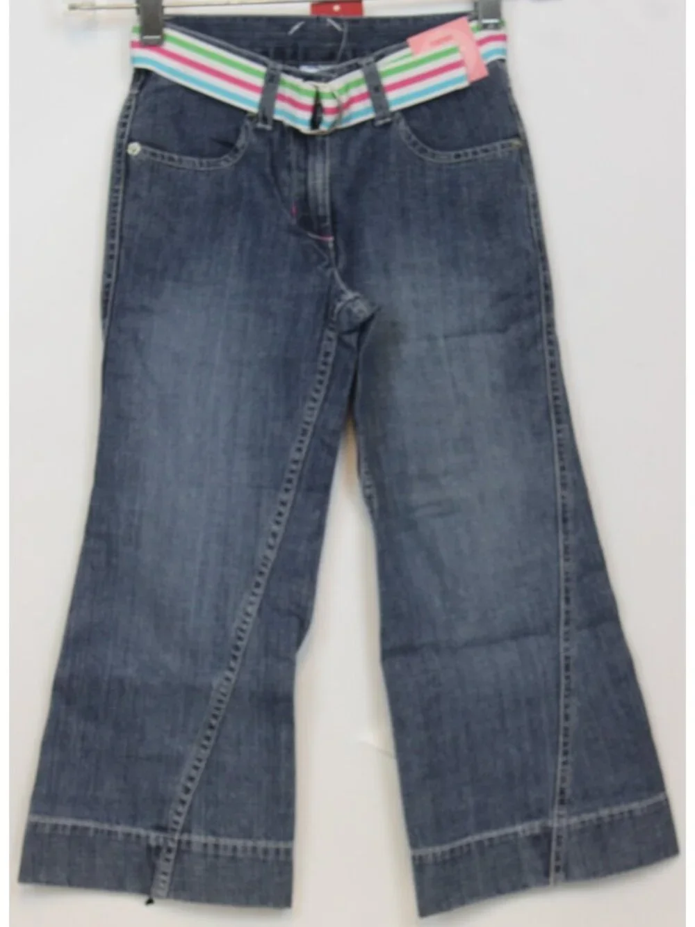 2008 Gymboree Tennis Match sz 5 Flared Jeans Ribbon Belt Adjustable Waist Wide